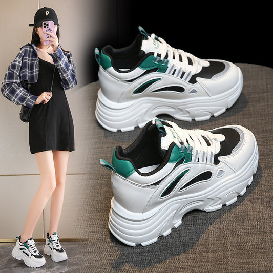 New Korean version versatile slim and tall height increasing thick soled sloping heel casual sports shoes