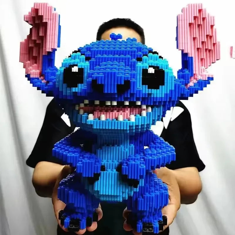 2025 New 33cm Disney Building Blocks Anime Stitch Large Size Cute Educational Assembly Toy Tabletop Decoration Kid Birthday Gift