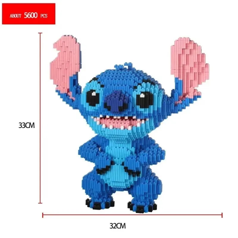 2025 New 33cm Disney Building Blocks Anime Stitch Large Size Cute Educational Assembly Toy Tabletop Decoration Kid Birthday Gift