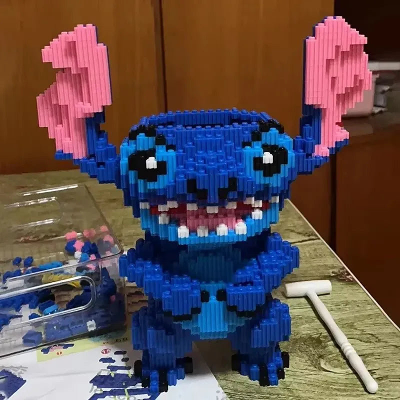 2025 New 33cm Disney Building Blocks Anime Stitch Large Size Cute Educational Assembly Toy Tabletop Decoration Kid Birthday Gift