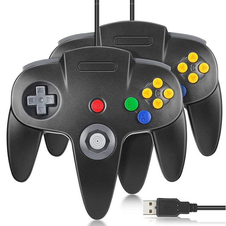 N64 USB wired game controller N64 appearance PC controller retro classic game console appearance controller