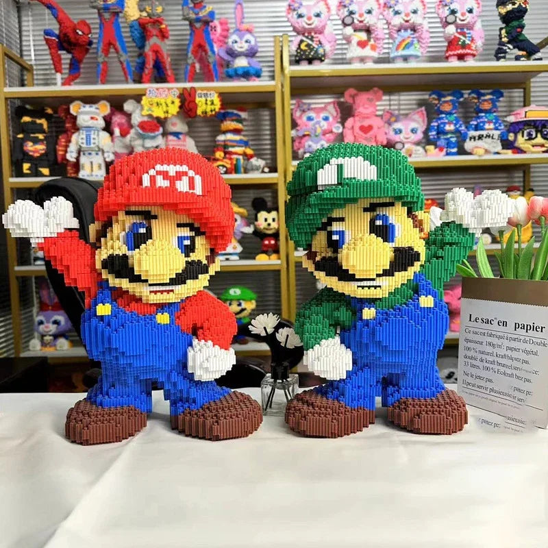 35cm Super Marios Bros Big Building Blocks Anime Figure Cartoons Model Gient Super Mario Blocks Ornaments Children Gifts