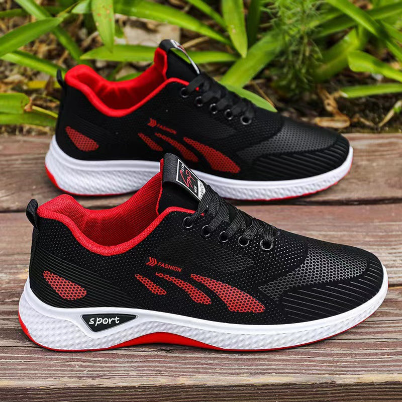 Men's shoes, trendy shoes, spring and summer waterproof and anti slip shoes, new casual shoes, soft soled running shoes, black mesh sports shoes for men