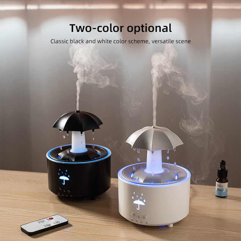 Rotating umbrella water droplet humidifier household heavy fog desktop rainbow lights remote control aromatherapy machine