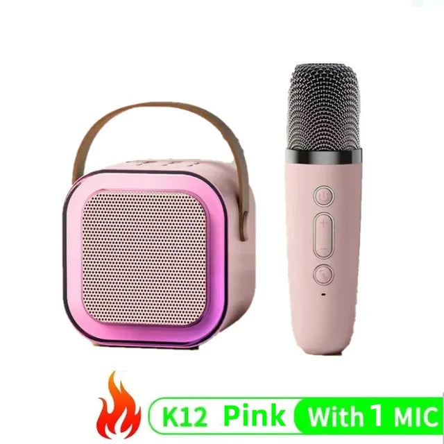 K12 Wireless Microphone Karaoke Machine Bluetooth Speaker KTV HIFI Stereo Sound RGB Colorful LED Lights For Outdoor Home Party