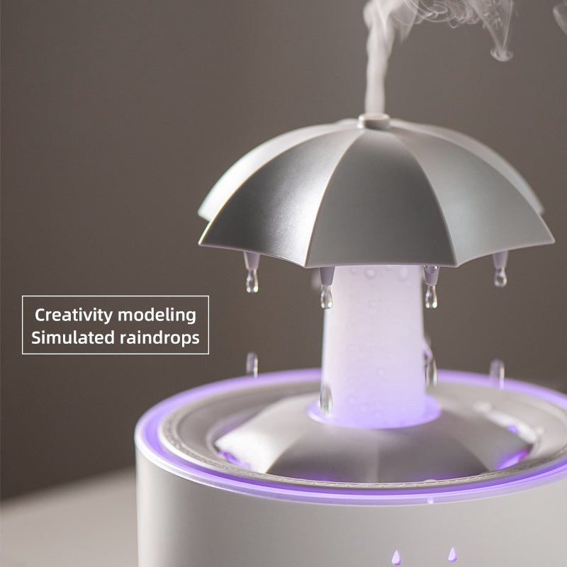 Rotating umbrella water droplet humidifier household heavy fog desktop rainbow lights remote control aromatherapy machine