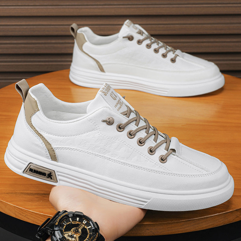 One foot men's shoes summer pilot casual shoes men's sports flat shoes anti slip waterproof white leather shoes spring