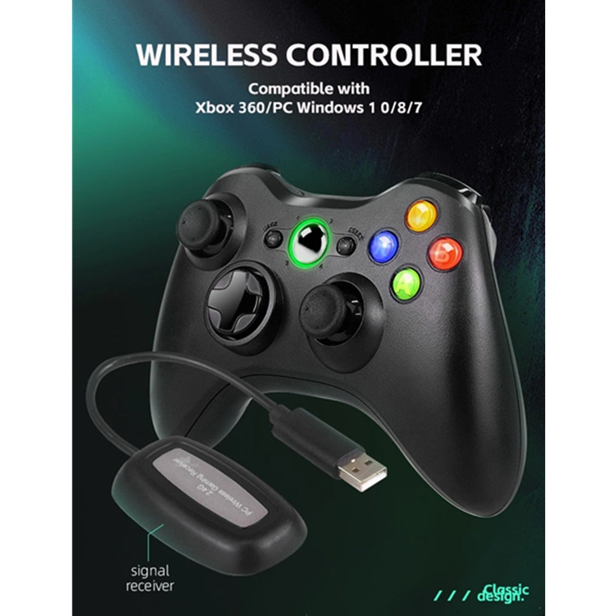 Suitable for Xbox 360/Xbox 360 slim/PC wireless controller 2.4G wireless connection dual vibration controller