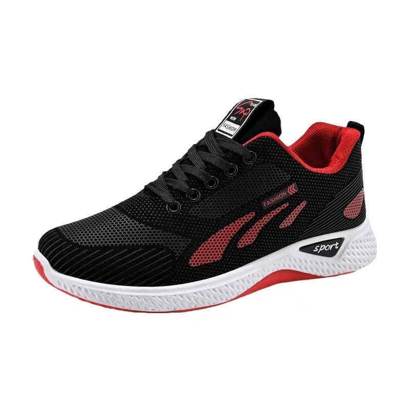 Men's shoes, trendy shoes, spring and summer waterproof and anti slip shoes, new casual shoes, soft soled running shoes, black mesh sports shoes for men