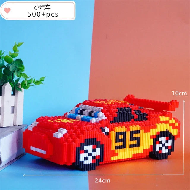 Disney Cartoon Pixar Cars 3 Diamond Building Blocks Lightning Mcqueen Cute Diy Model Connection Mini Bricks Car Blocks Toys Gift