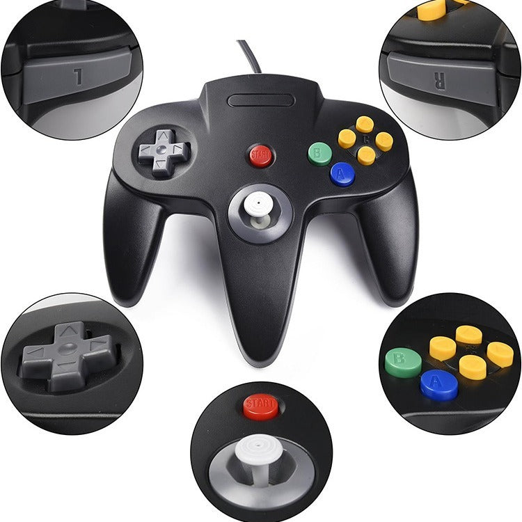 N64 USB wired game controller N64 appearance PC controller retro classic game console appearance controller