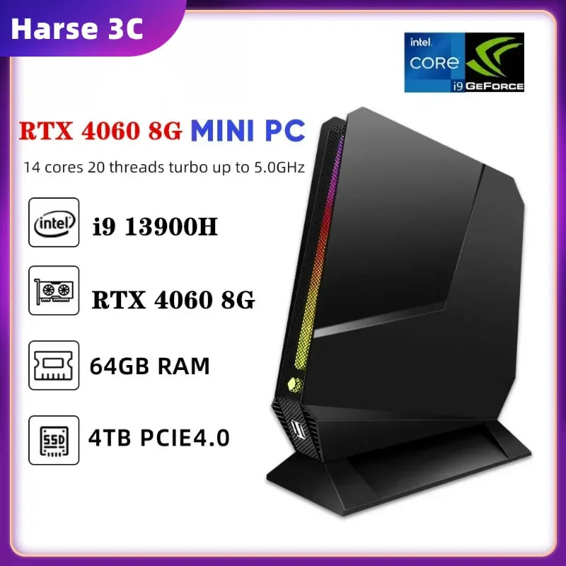 Gaming Mini Computer Intel i9 13900H 12900H i7 13700H 12700H Nvidia RTX4060 3050 8G Desktop Gamer Mini PC Win11 Pro WiFi6