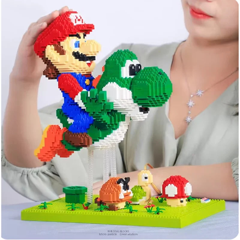 Super Building Blocks Mario Bros with Flying Yoshi Education Diamond Micro Bricks Action Model Figures Toys for Children