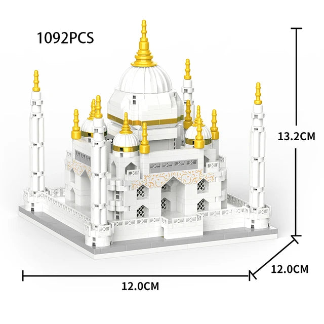 Taj Mahal Eiffel Tower London Bridge Big Ben Mini Block Architecture Model Building Diamond brick India City tomb Miracle toy