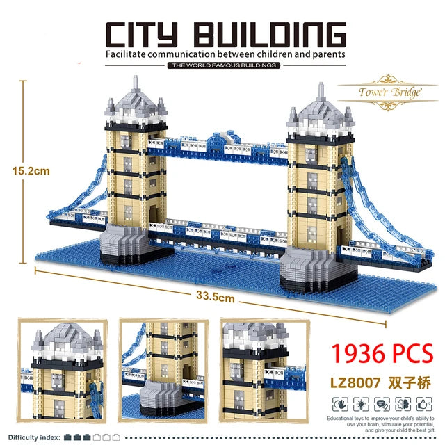 Taj Mahal Eiffel Tower London Bridge Big Ben Mini Block Architecture Model Building Diamond brick India City tomb Miracle toy