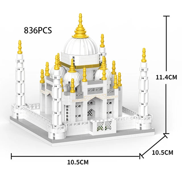 Taj Mahal Eiffel Tower London Bridge Big Ben Mini Block Architecture Model Building Diamond brick India City tomb Miracle toy