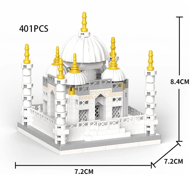 Taj Mahal Eiffel Tower London Bridge Big Ben Mini Block Architecture Model Building Diamond brick India City tomb Miracle toy