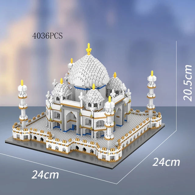 Taj Mahal Eiffel Tower London Bridge Big Ben Mini Block Architecture Model Building Diamond brick India City tomb Miracle toy